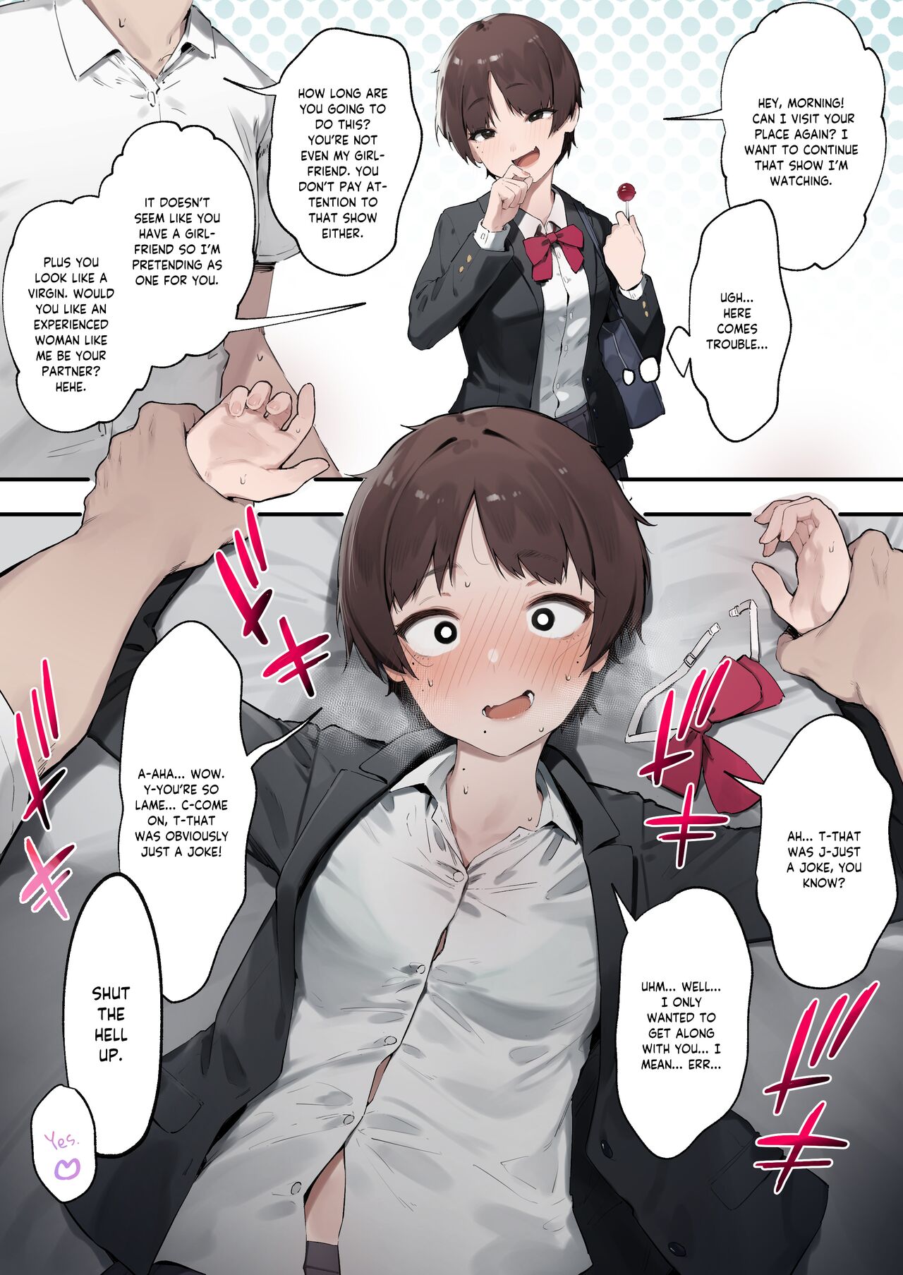 Urusai Kouhai o Oshitao Shitara Otonashiku Natta Hanashi | My Annoying Kouhai Became Docile When I Pinned Her Down [English] [flowerswamp] [Colorized] [Satansoft]