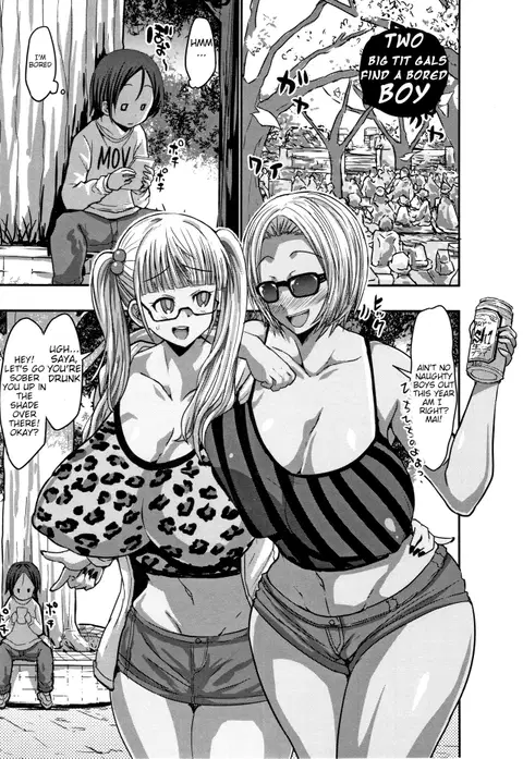 Dekapai Gal Futari ga Himasou na Danshi o Mitsuketa! | Two Big Tit Gals Find A Bored Boy! (Kasshoku Hiwai Nyuujo) [English] [JuliusWinnfield]